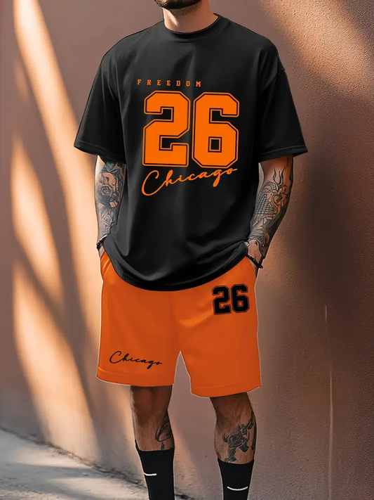 Men’s Printed T-Shirt & Shorts Set