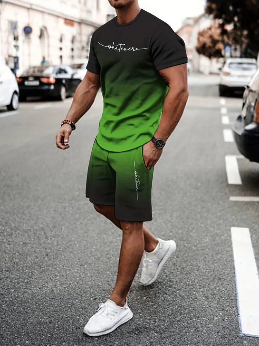 Men’s 3D Print T-Shirt & Shorts Set